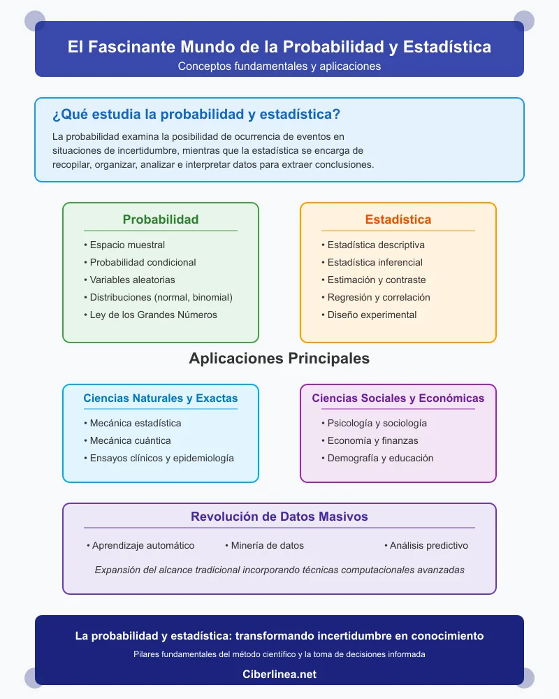 qué estudia la probabilidad y estadística - Infografía